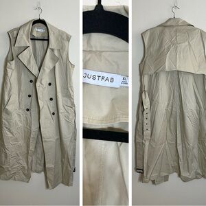 JustFab Tan Sleeveless Trench Vest